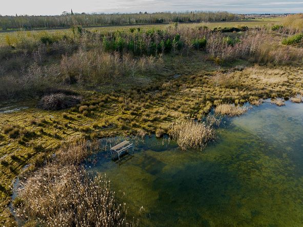 Platform aerial view from above water